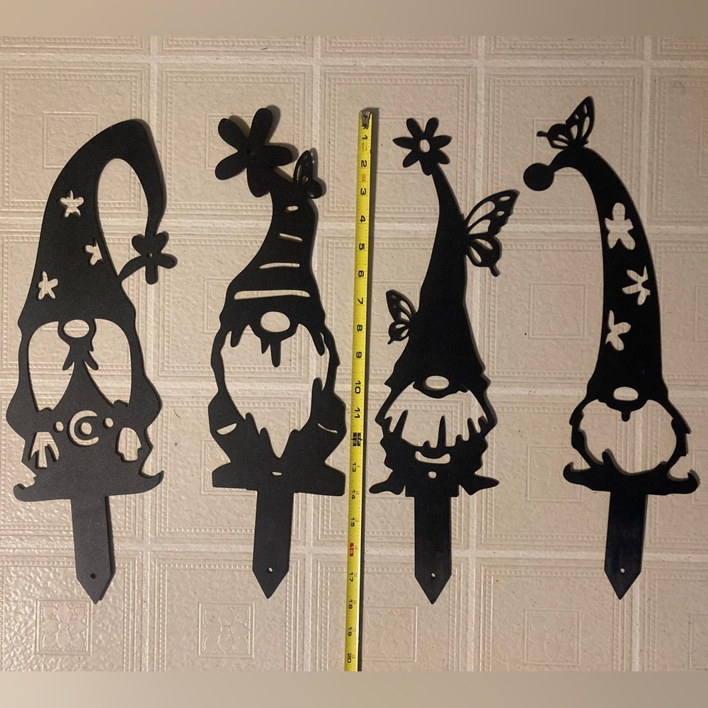 4 Metal Garden Gnome Art